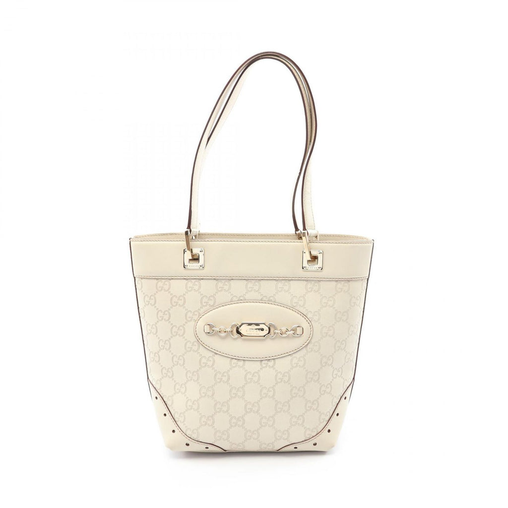 Gucci Tote Bag Guccissima Ivory Leather Horsebit
