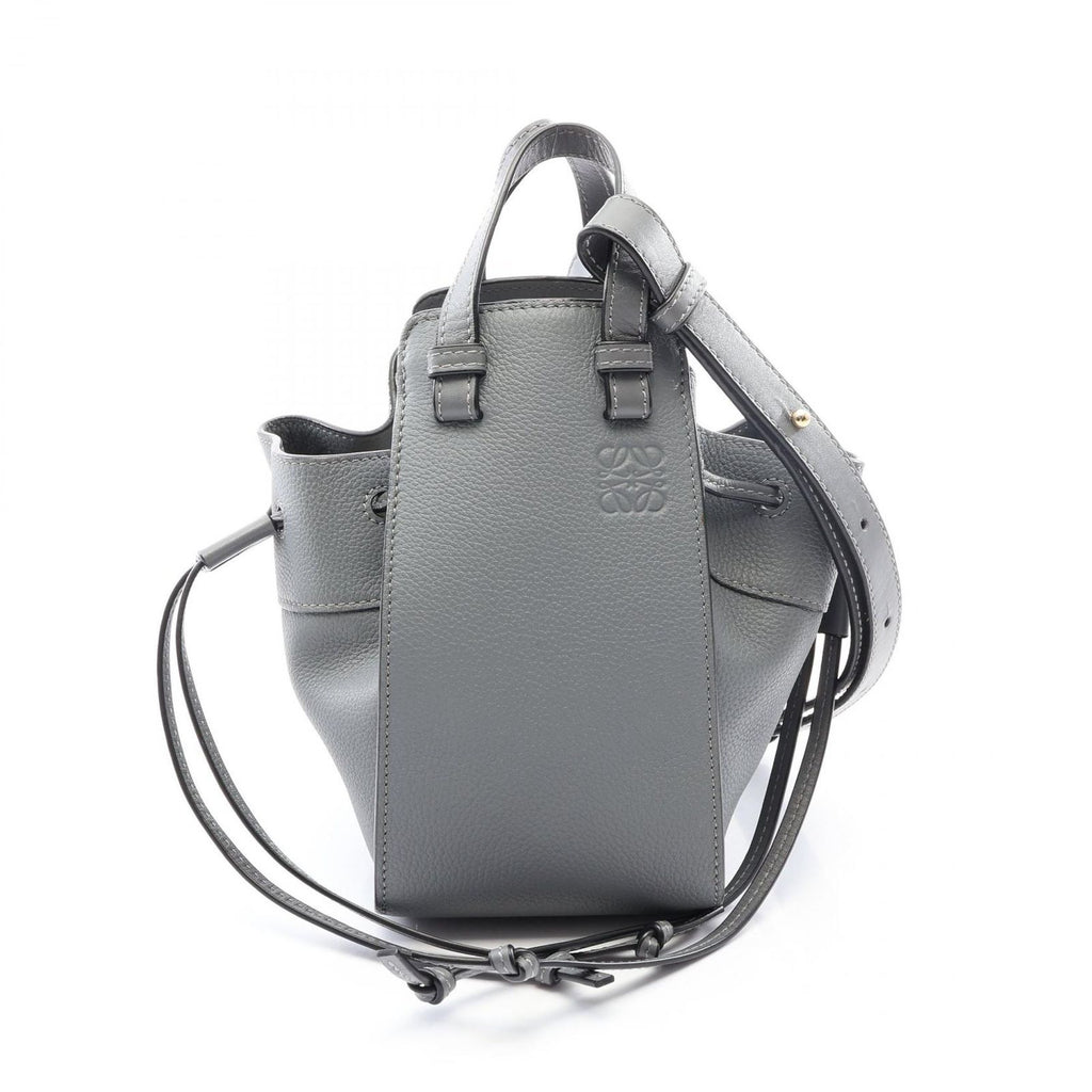 Loewe Handbag Hammock Drawstring Bag Mini 2-Way Gray Leather