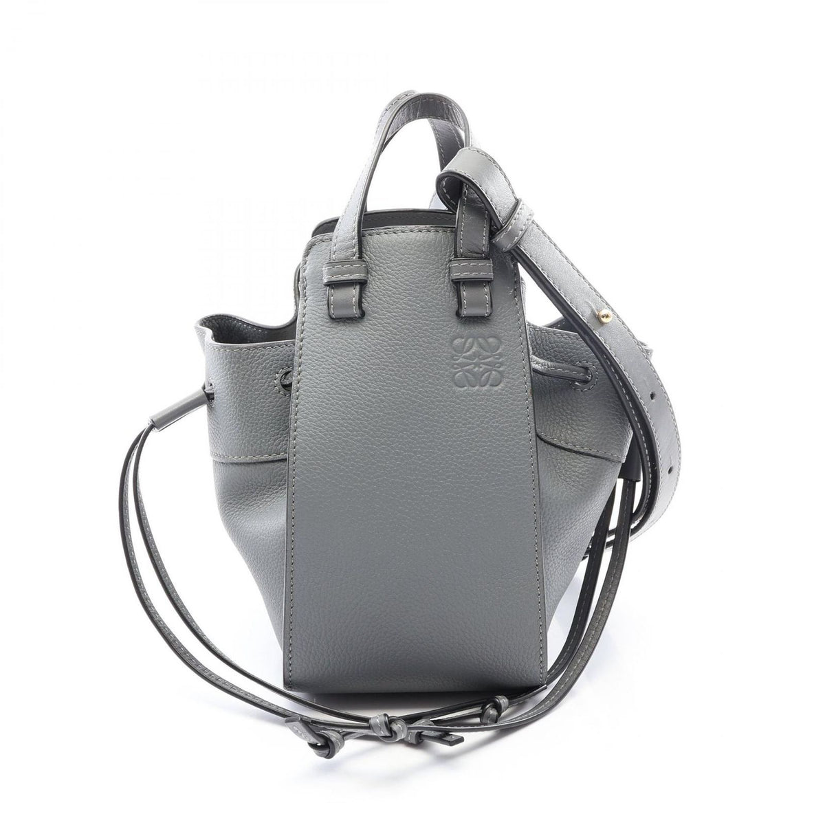 Loewe Handbag Hammock Drawstring Bag Mini 2-Way Gray Leather