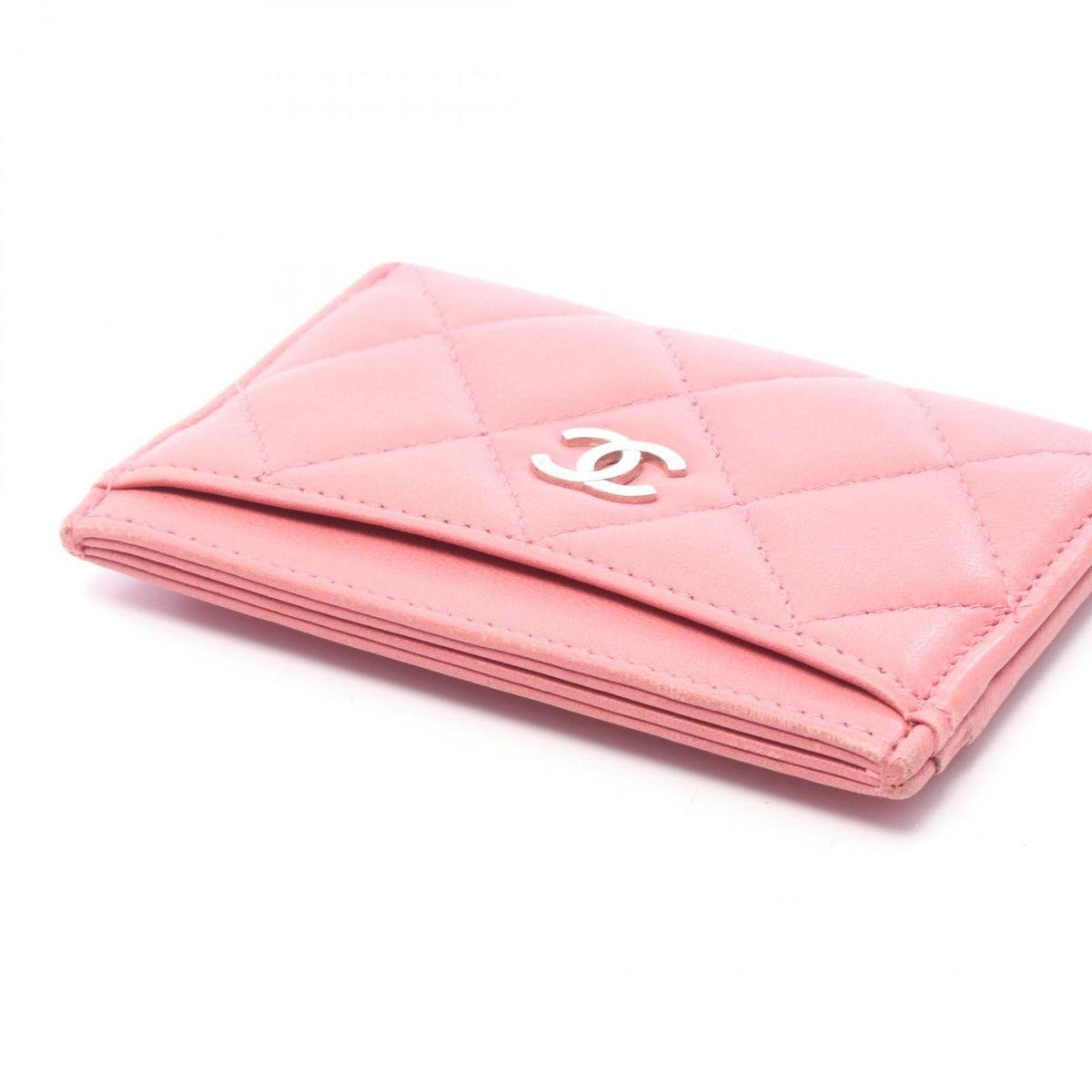 Chanel Card Case Quilted Pink Lambskin — view 3