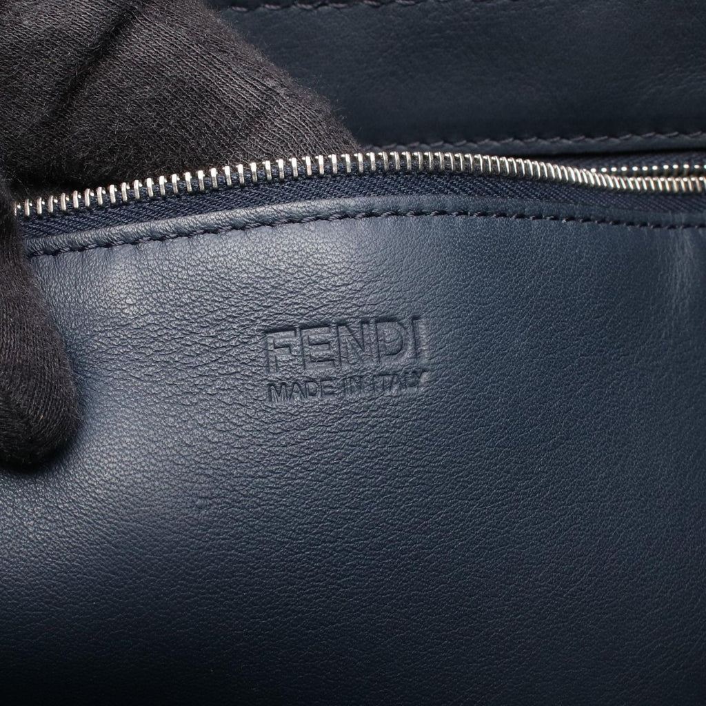 Fendi Tote Bag All in Shopping Navy Black Leather — view 4
