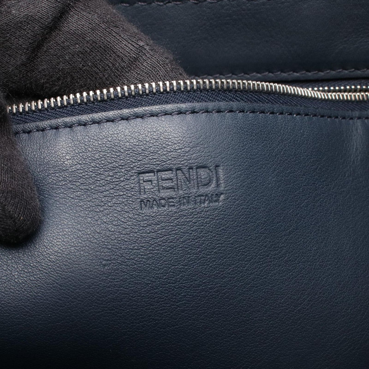 Fendi Tote Bag All in Shopping Navy Black Leather — view 4