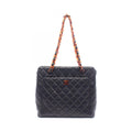 Chanel Tote Bag Quilted Plastic Black Tortoiseshell Lambskin Chain