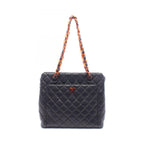 Chanel Tote Bag Quilted Plastic Black Tortoiseshell Lambskin Chain