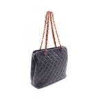 Chanel Tote Bag Quilted Plastic Black Tortoiseshell Lambskin Chain — view 2