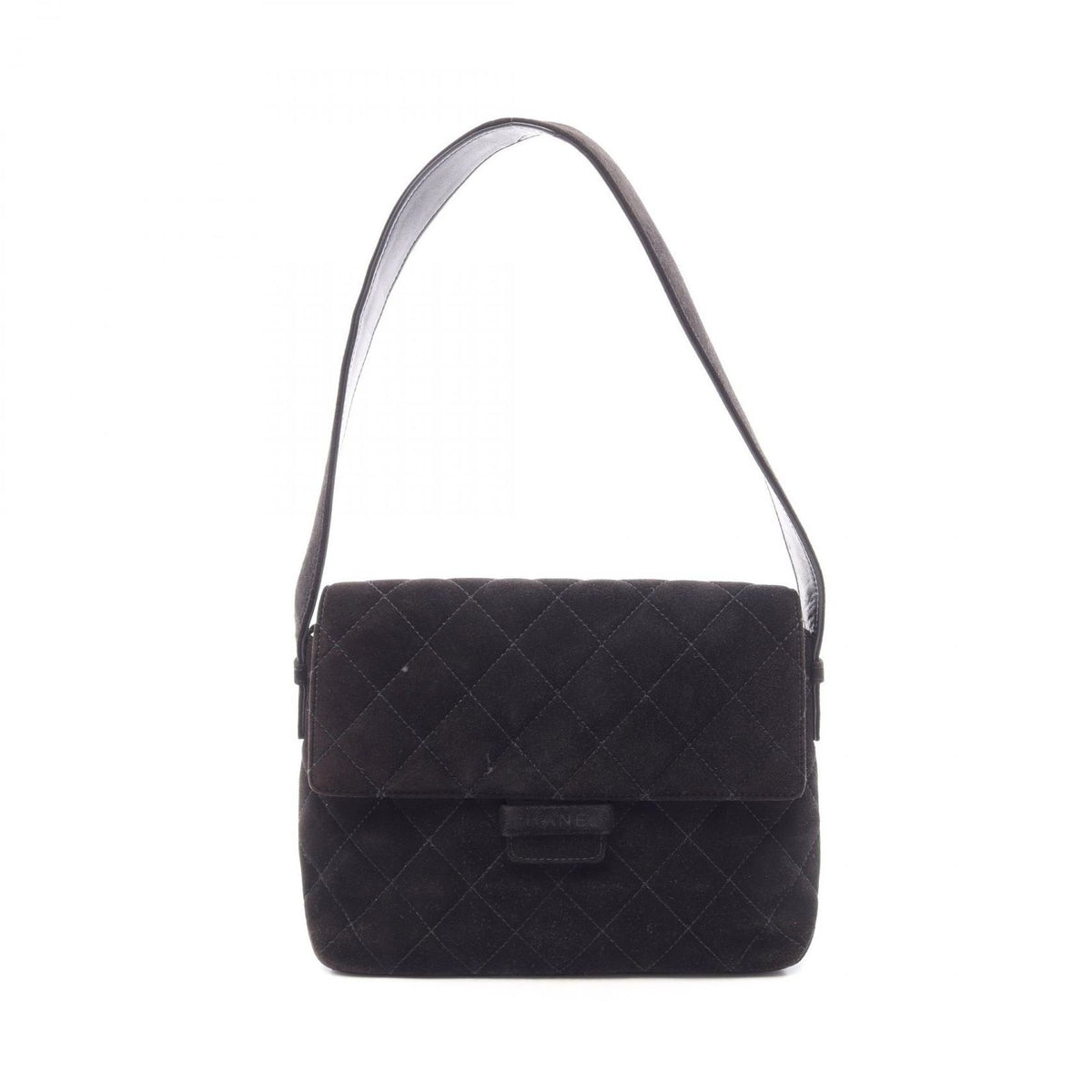 Chanel Shoulder Bag Quilted Black Suede