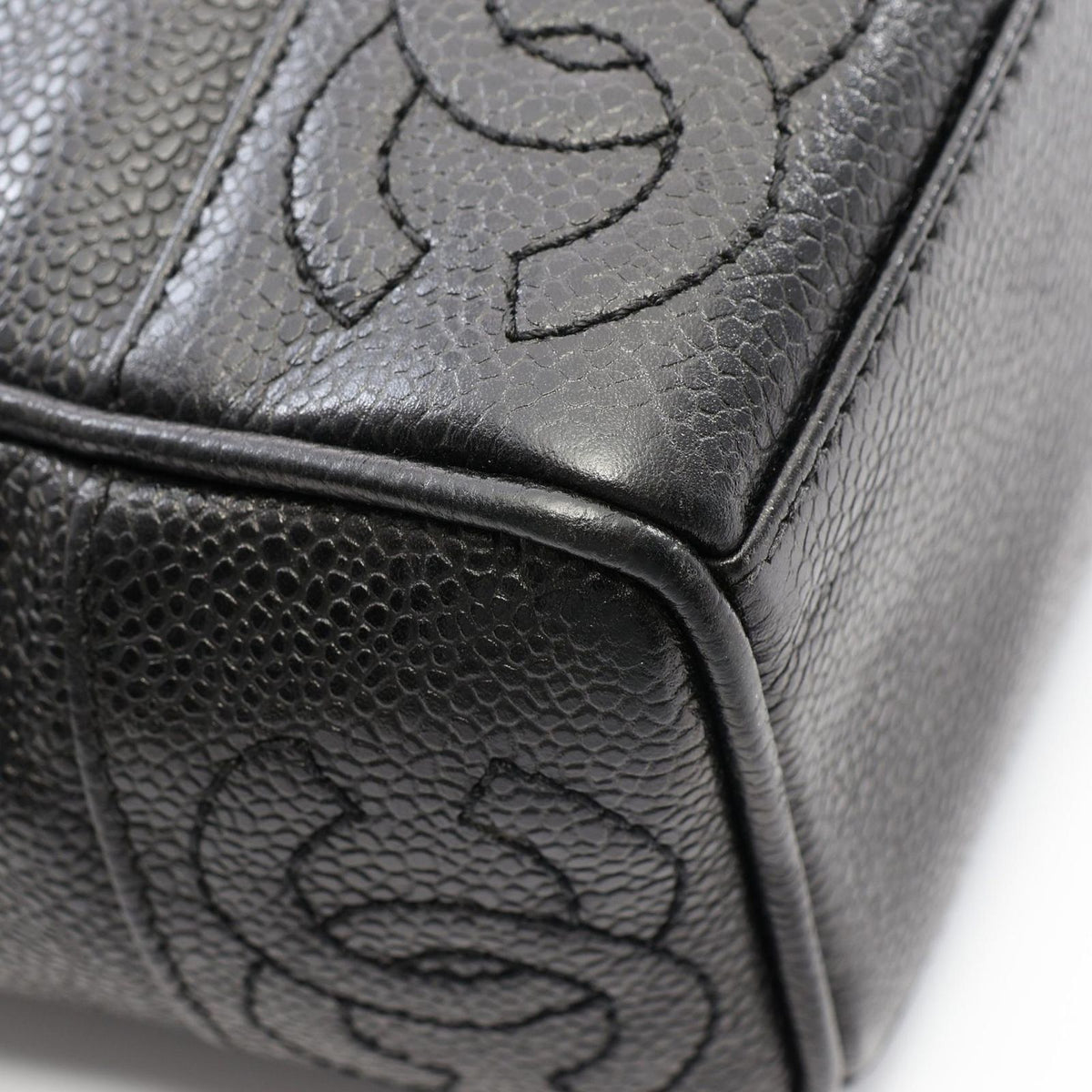 Chanel Tote Bag Triple CC Logo Black Caviar Leather Chain — view 6