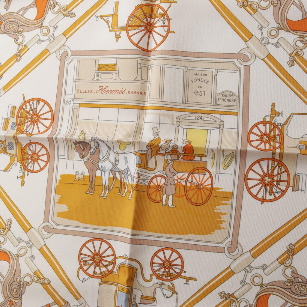 Hermes Scarf Petit Carre 40 Palonniers Orange Silk — view 4