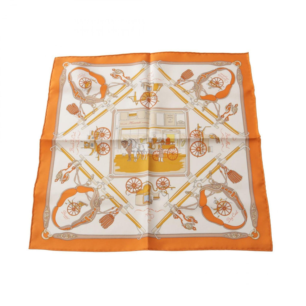 Hermes Scarf Petit Carre 40 Palonniers Orange Silk