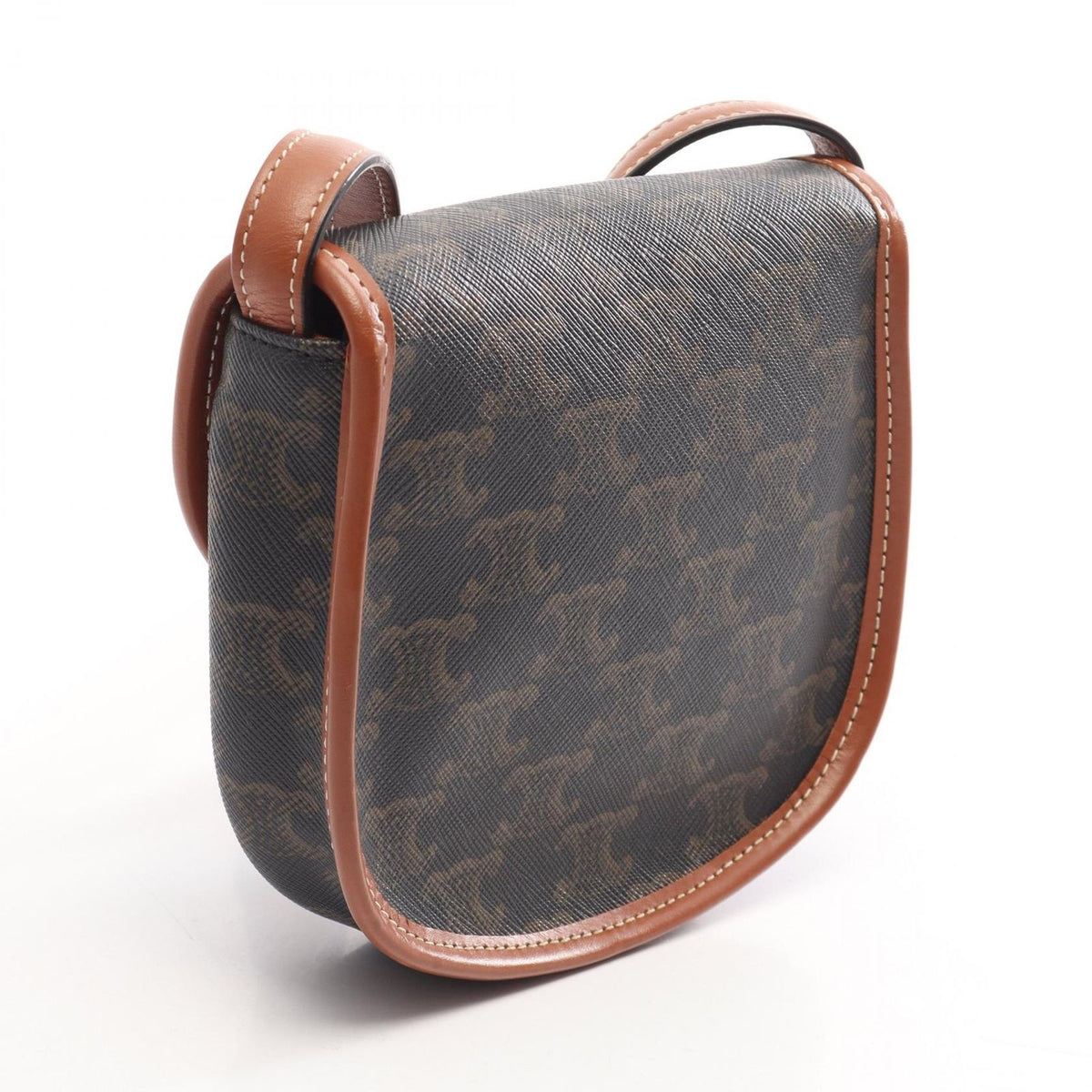 Celine Shoulder Bag Triomphe Mini Besace Brown Black Leather — view 2