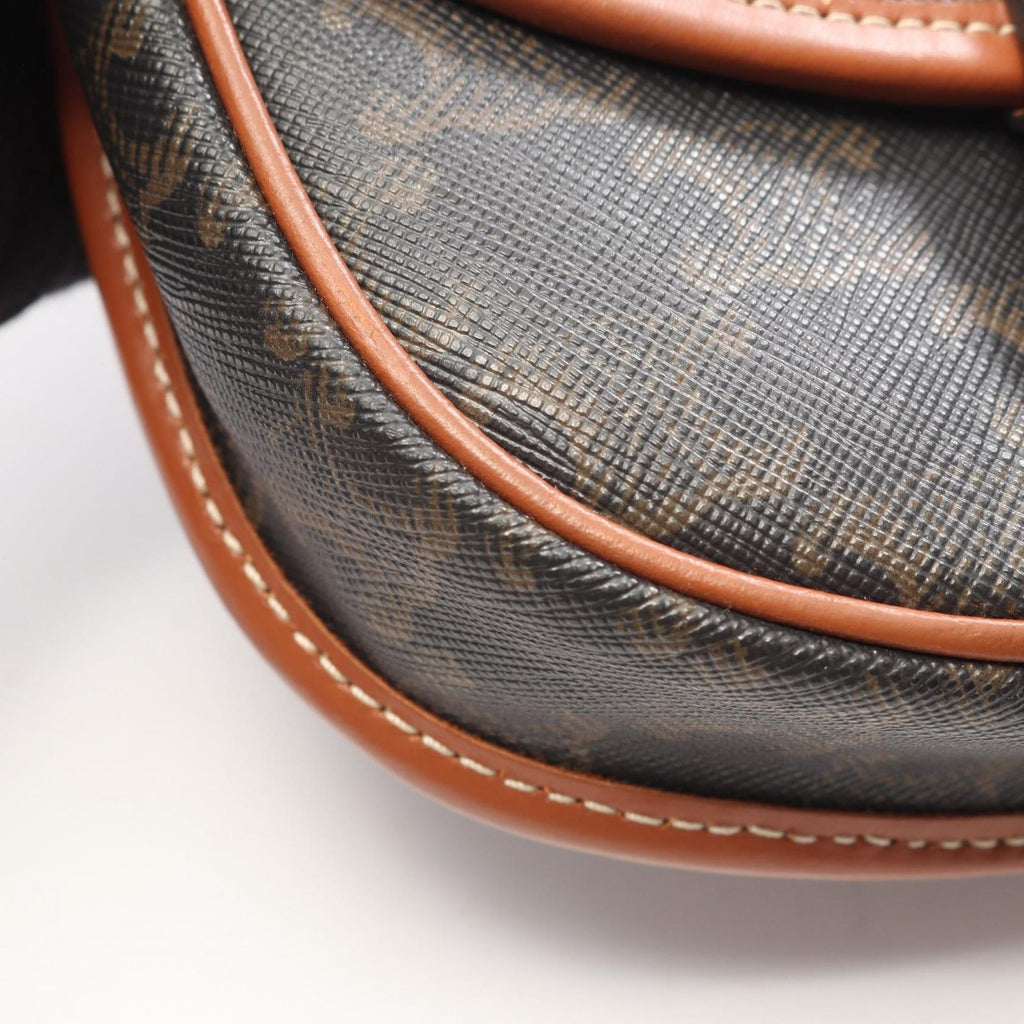 Celine Shoulder Bag Triomphe Mini Besace Brown Black Leather — view 8