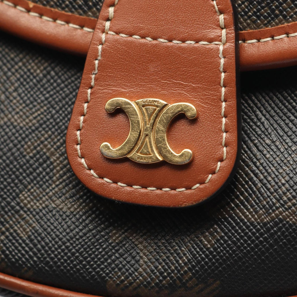 Celine Shoulder Bag Triomphe Mini Besace Brown Black Leather — view 6