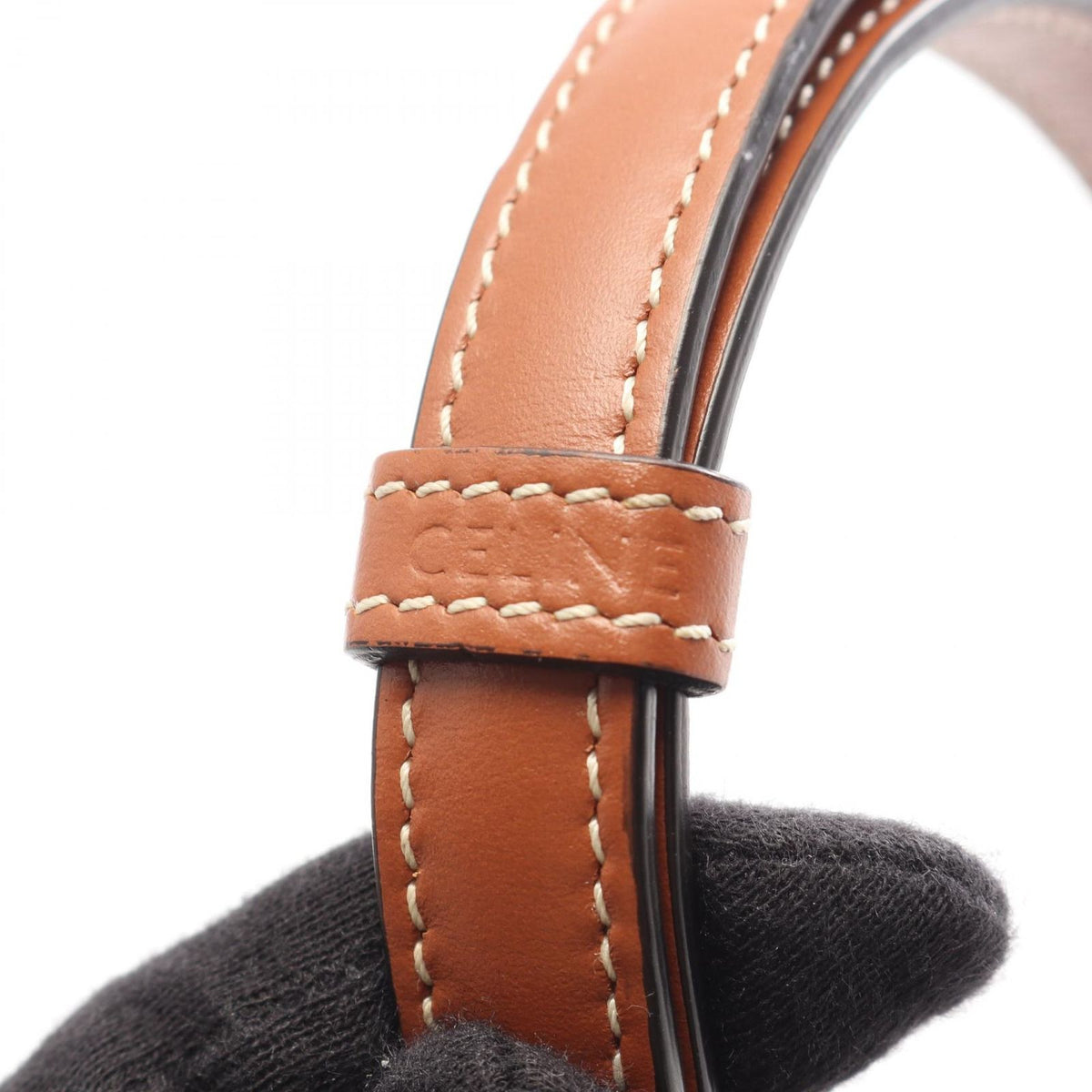 Celine Shoulder Bag Triomphe Mini Besace Brown Black Leather — view 4