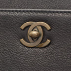 Chanel Handbag CC Logo Antique Gold Black Leather Chain Hand — view 8