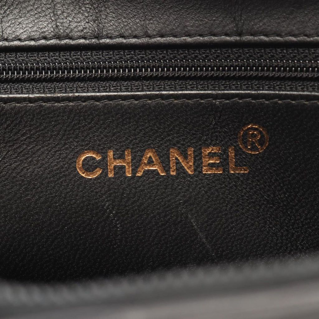 Chanel Handbag CC Logo Antique Gold Black Leather Chain Hand — view 4