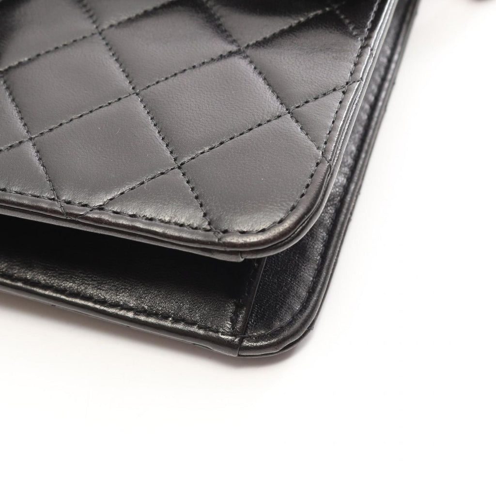 Chanel Shoulder Bag Quilted Single Flap Push Lock Black Lambskin Chain — view 8