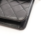 Chanel Shoulder Bag Quilted Single Flap Push Lock Black Lambskin Chain — view 8