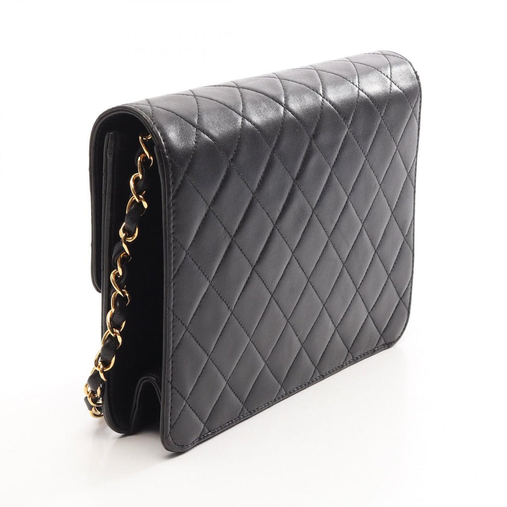 Chanel Shoulder Bag Quilted Single Flap Push Lock Black Lambskin Chain — view 2