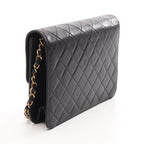 Chanel Shoulder Bag Quilted Single Flap Push Lock Black Lambskin Chain — view 2
