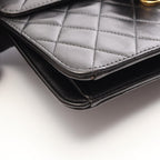 Chanel Shoulder Bag Quilted Single Flap Push Lock Black Lambskin Chain — view 7