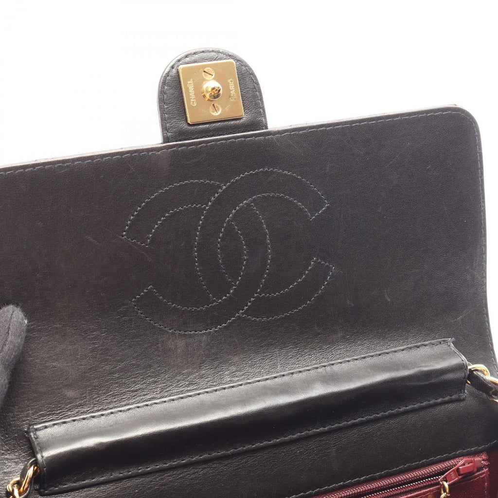 Chanel Shoulder Bag Quilted Single Flap Push Lock Black Lambskin Chain — view 6