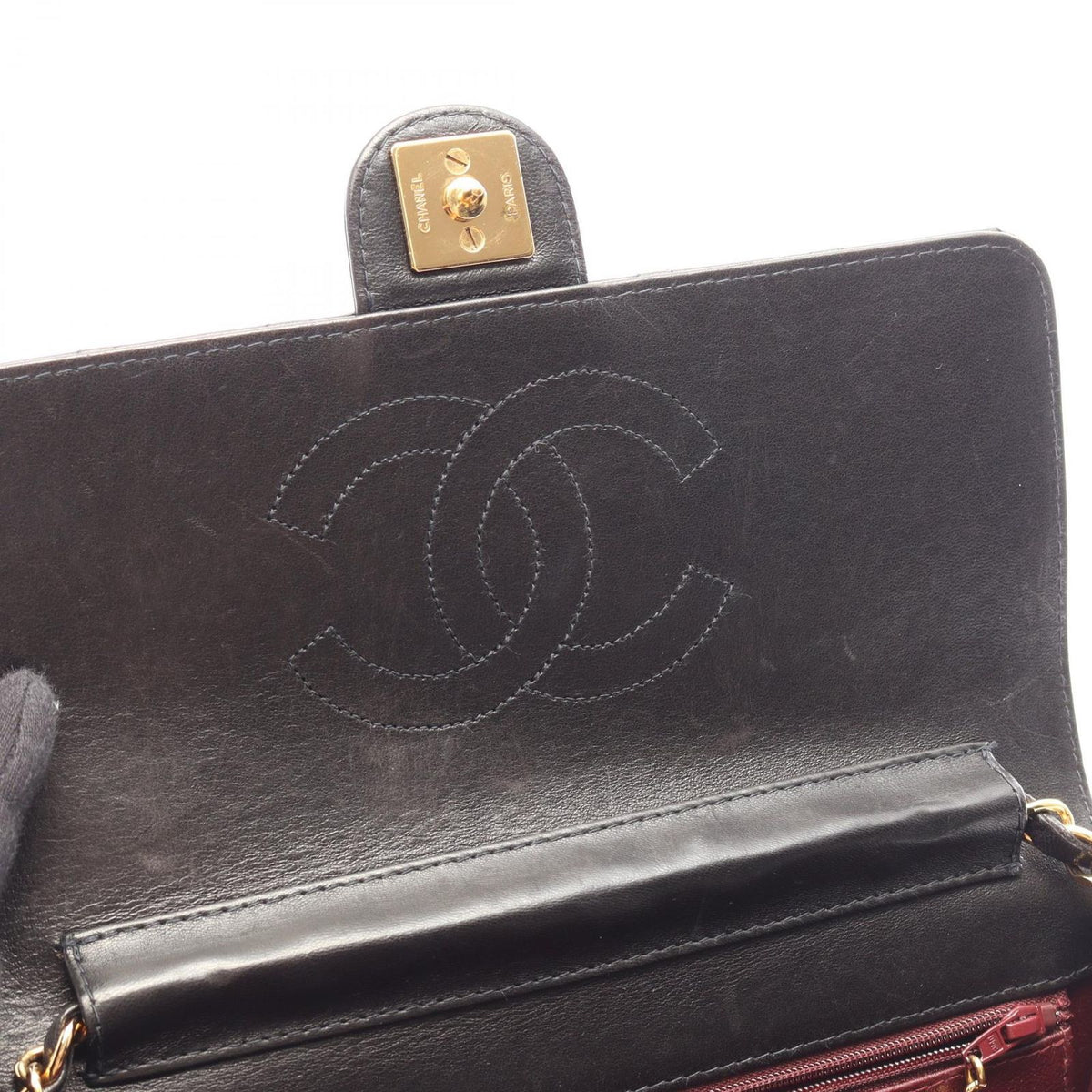 Chanel Shoulder Bag Quilted Single Flap Push Lock Black Lambskin Chain — view 6