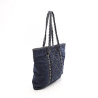 Chanel Tote Bag Line Denim Blue Yellow Chain — view 2
