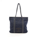 Chanel Tote Bag Line Denim Blue Yellow Chain