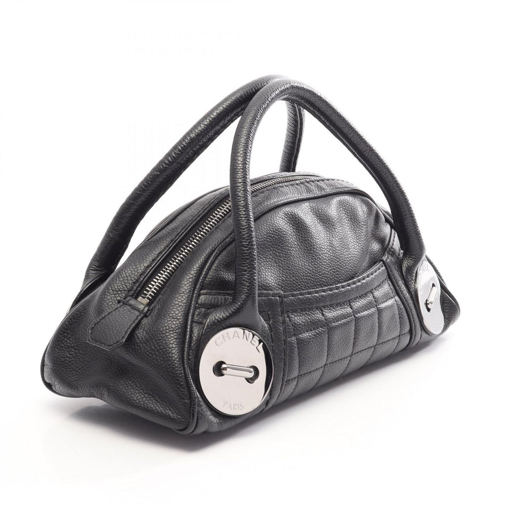 Chanel Handbag Choco Bar Button Motif Black Caviar Leather Mini — view 2