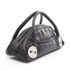 Chanel Handbag Choco Bar Button Motif Black Caviar Leather Mini — view 2