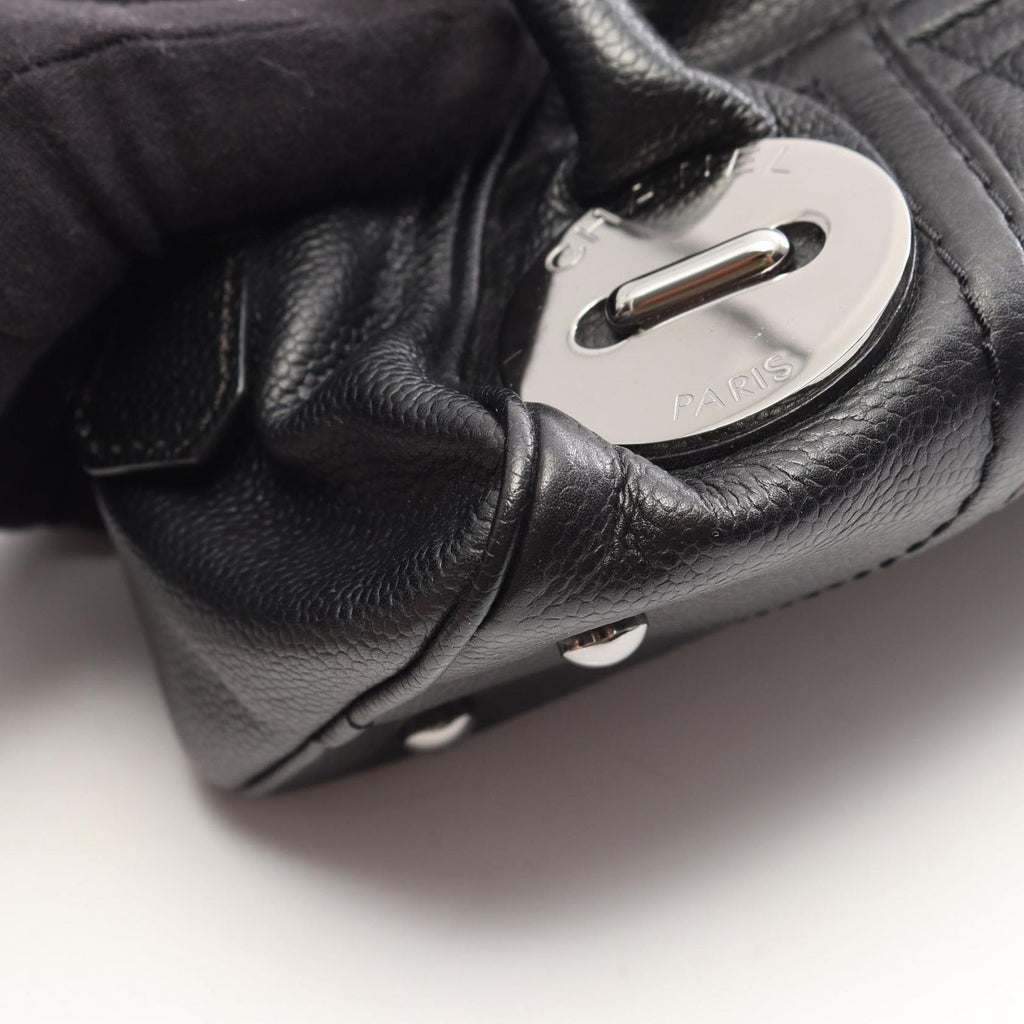 Chanel Handbag Choco Bar Button Motif Black Caviar Leather Mini — view 6