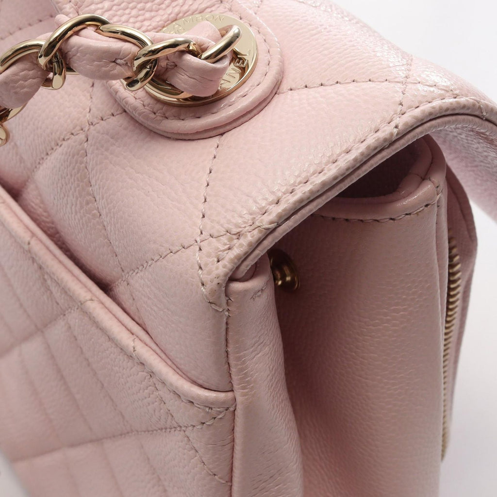 Chanel Shoulder Bag Mini Flap Quilted 2-Way Baby Pink Caviar Leather Business — view 7