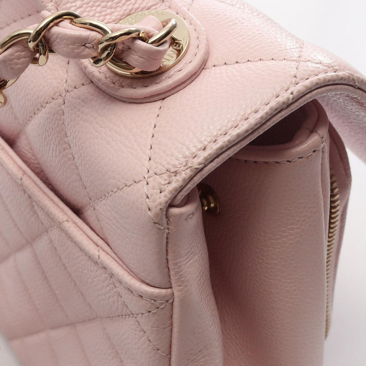 Chanel Shoulder Bag Mini Flap Quilted 2-Way Baby Pink Caviar Leather Business — view 7
