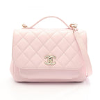 Chanel Shoulder Bag Mini Flap Quilted 2-Way Baby Pink Caviar Leather Business