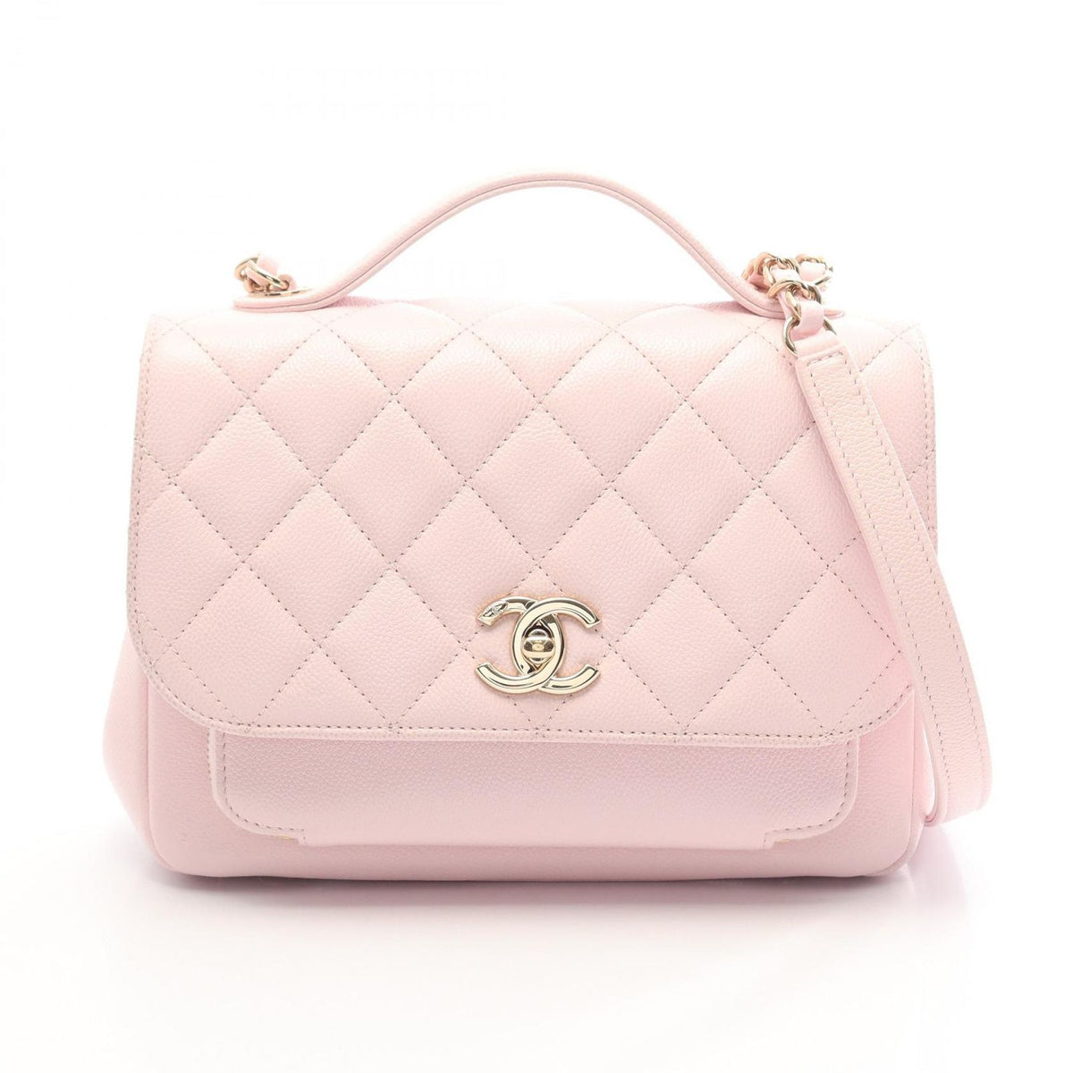 Chanel Shoulder Bag Mini Flap Quilted 2-Way Baby Pink Caviar Leather Business