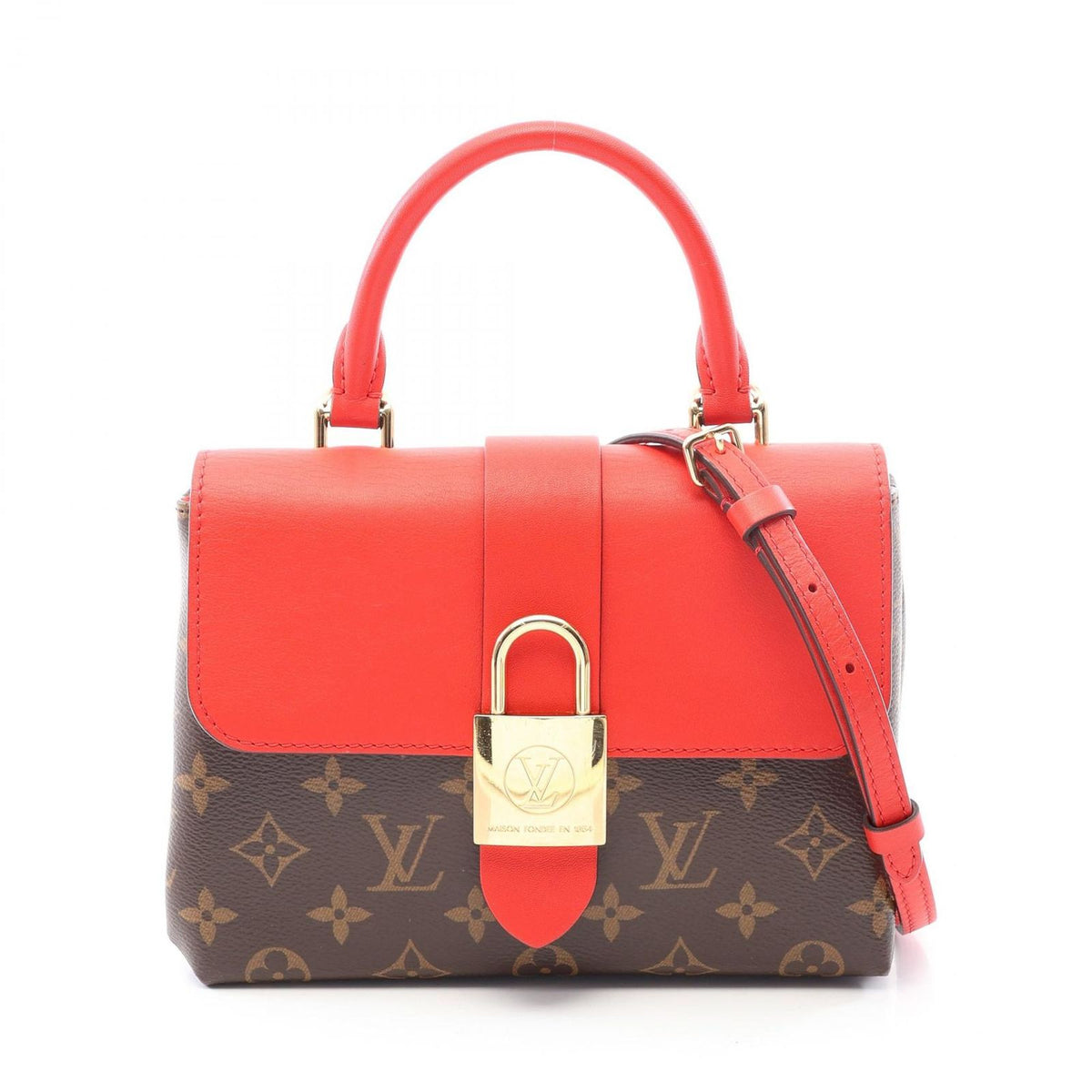 Louis Vuitton Handbag Locky BB Monogram Coquelicot 2-Way Cerise Leather