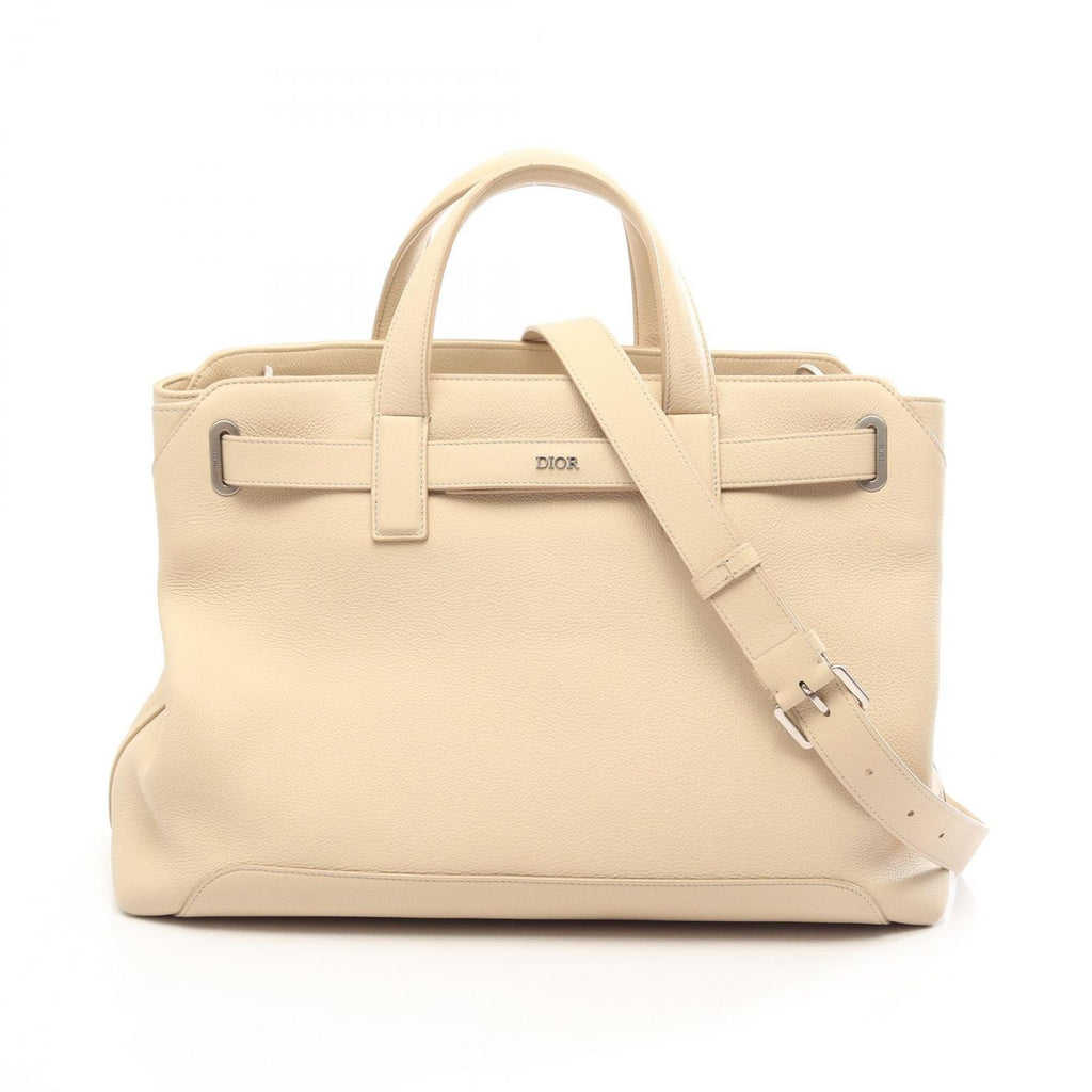 Dior Tote Bag Normandy Medium 2-Way Light Beige Leather