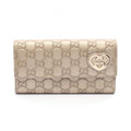 Gucci Bifold Wallet Lovely Guccissima Champagne Gold Leather Heart Zip