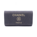 Chanel Bifold Wallet Deauville Long Flap Glitter Black Gold Canvas Leather