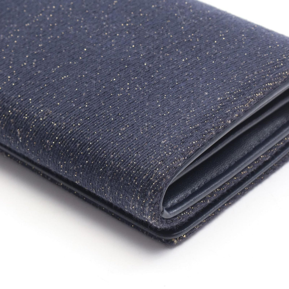 Chanel Bifold Wallet Deauville Long Flap Glitter Black Gold Canvas Leather — view 6