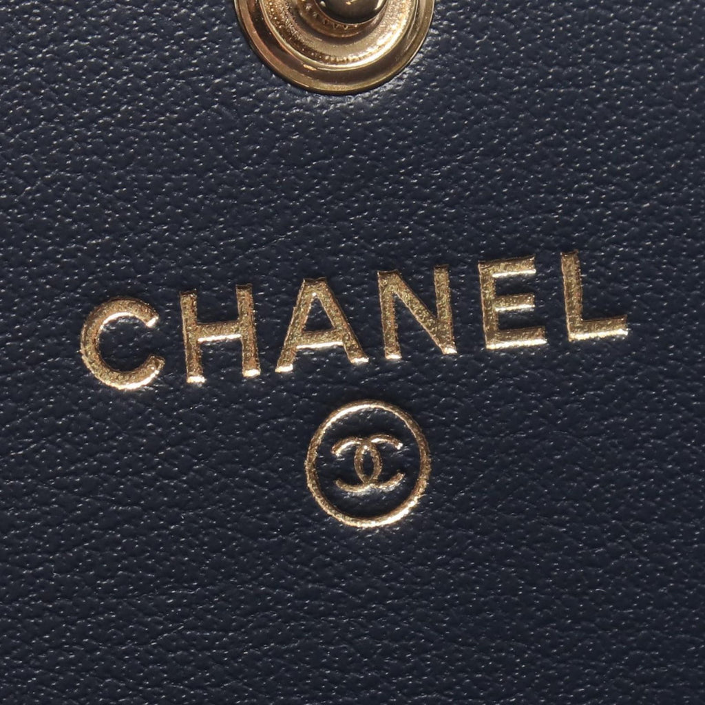 Chanel Bifold Wallet Deauville Long Flap Glitter Black Gold Canvas Leather — view 4