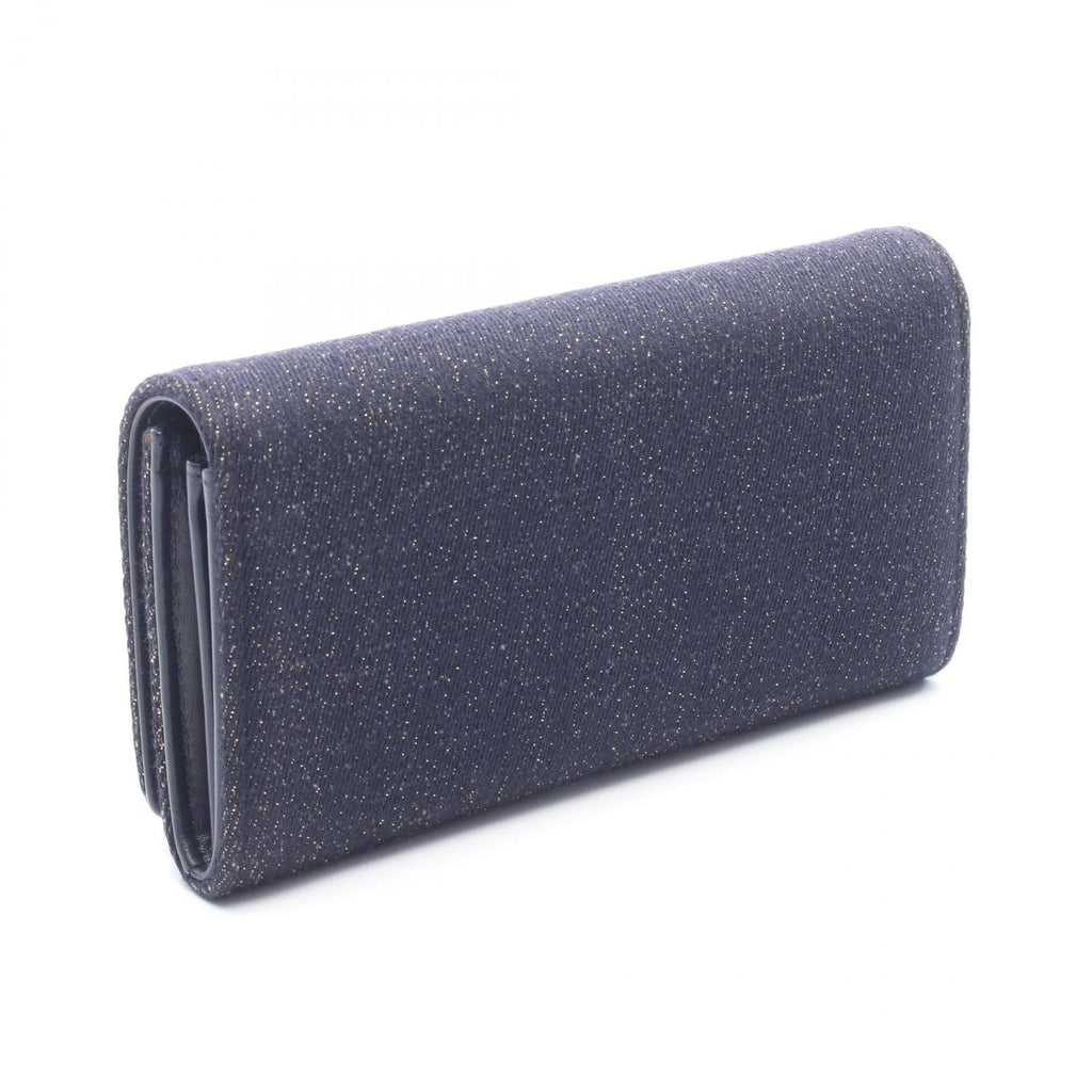 Chanel Bifold Wallet Deauville Long Flap Glitter Black Gold Canvas Leather — view 2