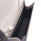 Saint Laurent Paris Shoulder Bag Kate Monogram Croco Embossed Gray Leather — view 3