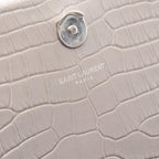 Saint Laurent Paris Shoulder Bag Kate Monogram Croco Embossed Gray Leather — view 5