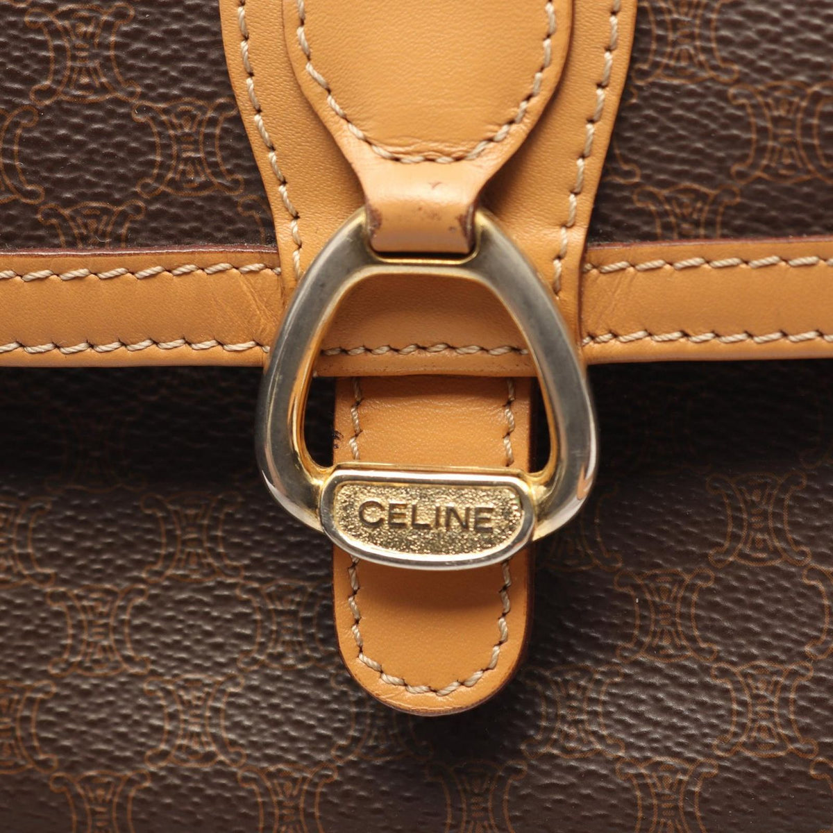Celine Shoulder Bag Macadam Brown Camel Leather — view 6