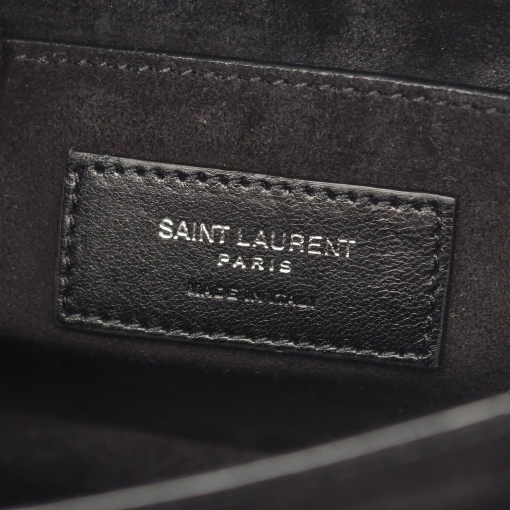 Saint Laurent Paris Shoulder Bag Sunset Croco Embossed Black Leather Medium — view 4