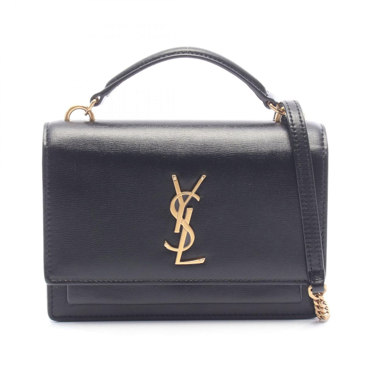 Saint Laurent Paris Shoulder Bag Sunset Black Leather Chain Wallet