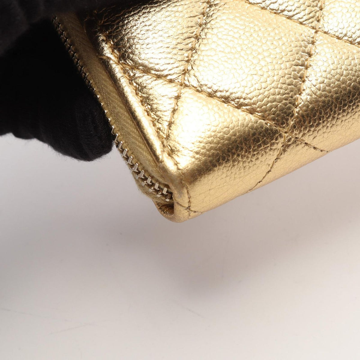 Chanel Coin Purse Quilted Gold Caviar Leather — view 6