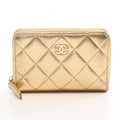 Chanel Coin Purse Quilted Gold Caviar Leather