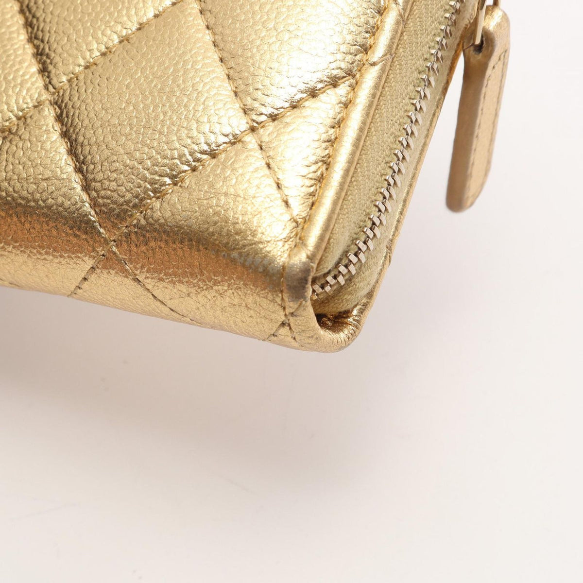 Chanel Coin Purse Quilted Gold Caviar Leather — view 7
